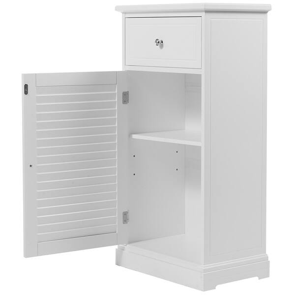 Shop Costway White Storage Floor Cabinet Wall Shutter Door