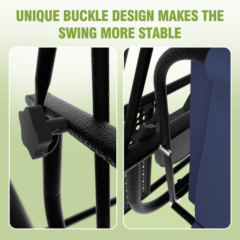 VEIKOUS 3-Seat 2-in-1 Convertible Patio Porch Swing with Adjustable Canopy Swing and Cushion