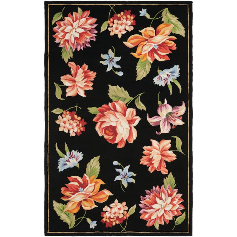 SAFAVIEH Handmade Chelsea Lizeth French Country Wool Rug - 5'3" x 8'3" - Black - Rectangle