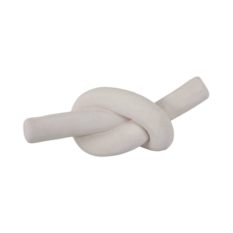 Pottery and Cement Novelty Knot Decorative Sculpture - 11" White - 11" x 4" x 5"