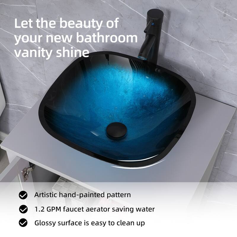 48" Bathroom Vanity Set Vessel Sink Mirror Faucet W/ Small Cabinet Combo