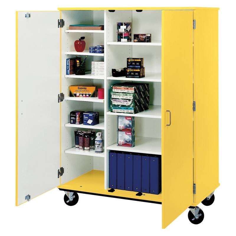 Tall Storage Cabinet with Lock - 67" Symmetry Design - Rolling Shelved Organizer