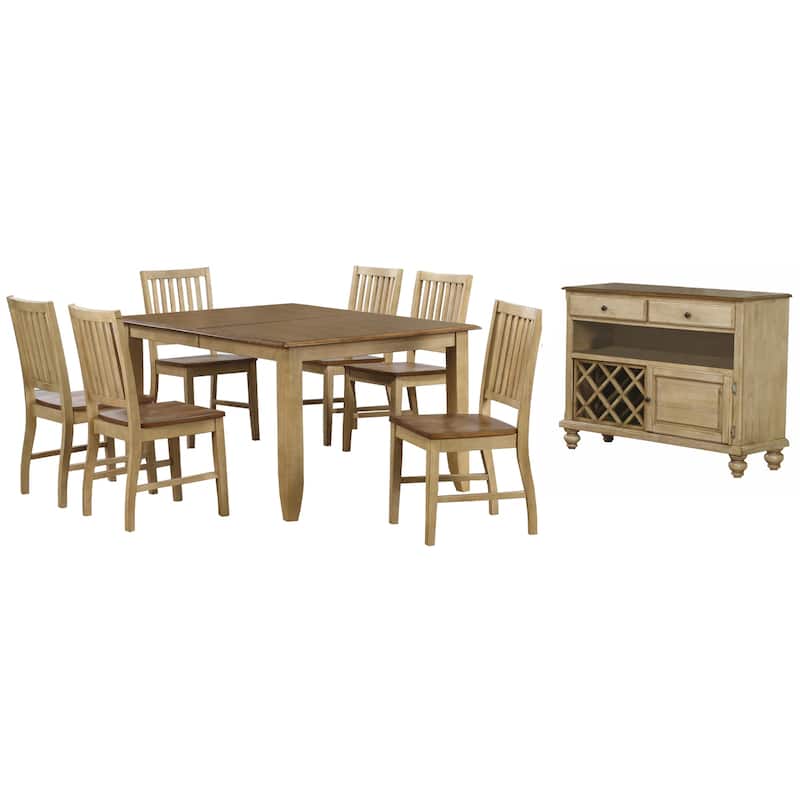 Extendable Dining Set Seats 8 - 72" Table with Server - Rectangular Dining Room Set