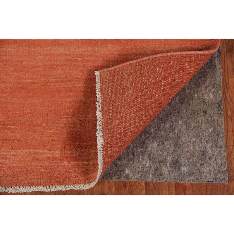 Orange Modern Gabbeh Area Rug Oriental Tribal Hand-Knotted Wool Carpet - 6'5" x 9'9"