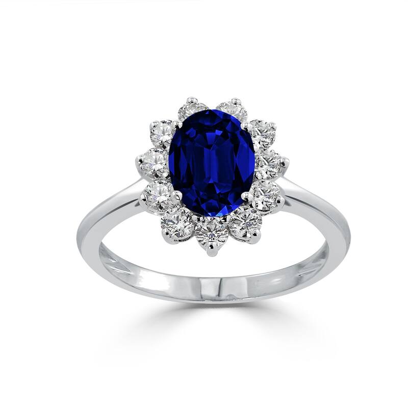 Auriya 18k Gold 1 1/2ct Oval Sapphire Halo Diamond Engagement Ring 5/8ct TDW