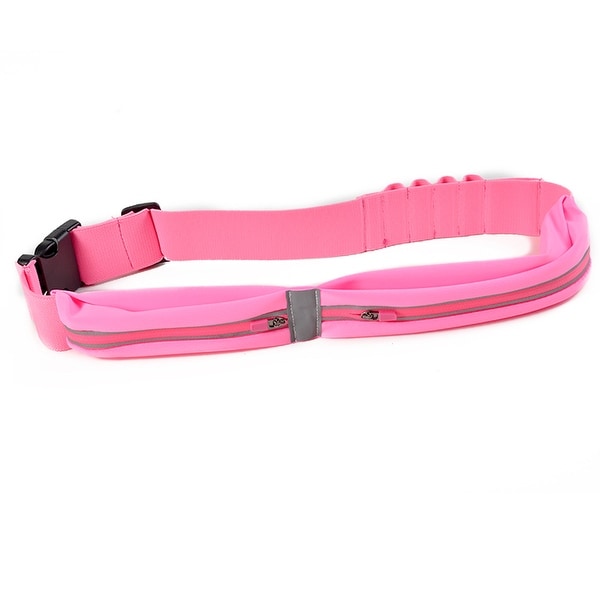 Image Running Fitness Belt w/ Large Pocket Dual Pouch Bag Water Resistant Reflective