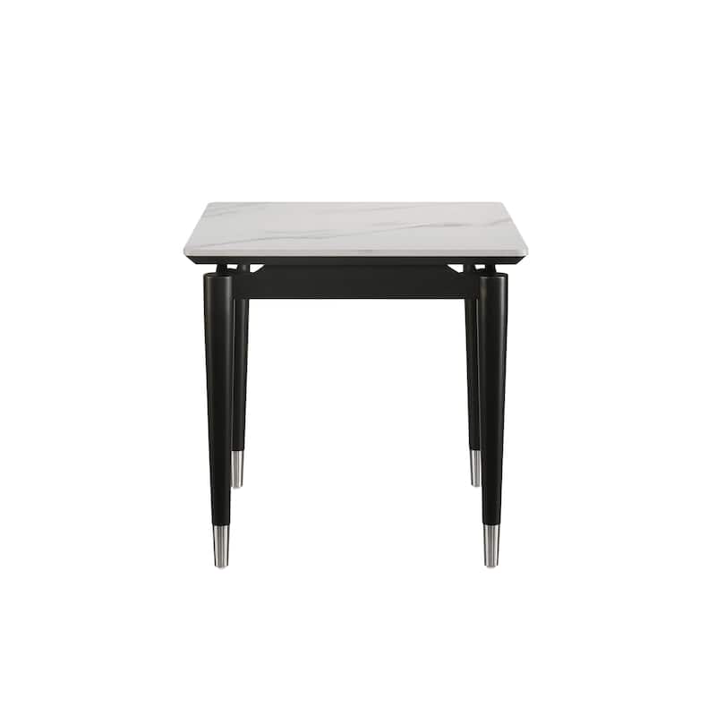 Furniture of America Kalor Modern 24-inch Black and White Sintered Stone Top Square End Table