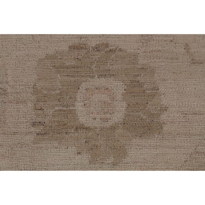 Hand Knotted Oriental 100% Wool Carpet Transitional All-Over Beige & Ivories Oushak Area Rug - 9' 10'' X 7' 8''