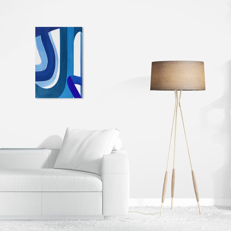 Wynwood Studio Canvas Abstract Greek Waves II Blue and Modern & Contemporary Wall Art Canvas Print - 24 x 16