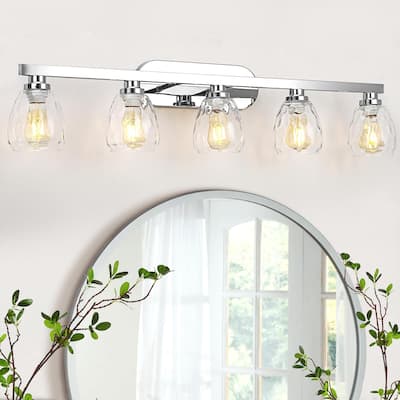 3/4/5 Light Bathroom Vanity Light Wall Sconce with Glass Shade