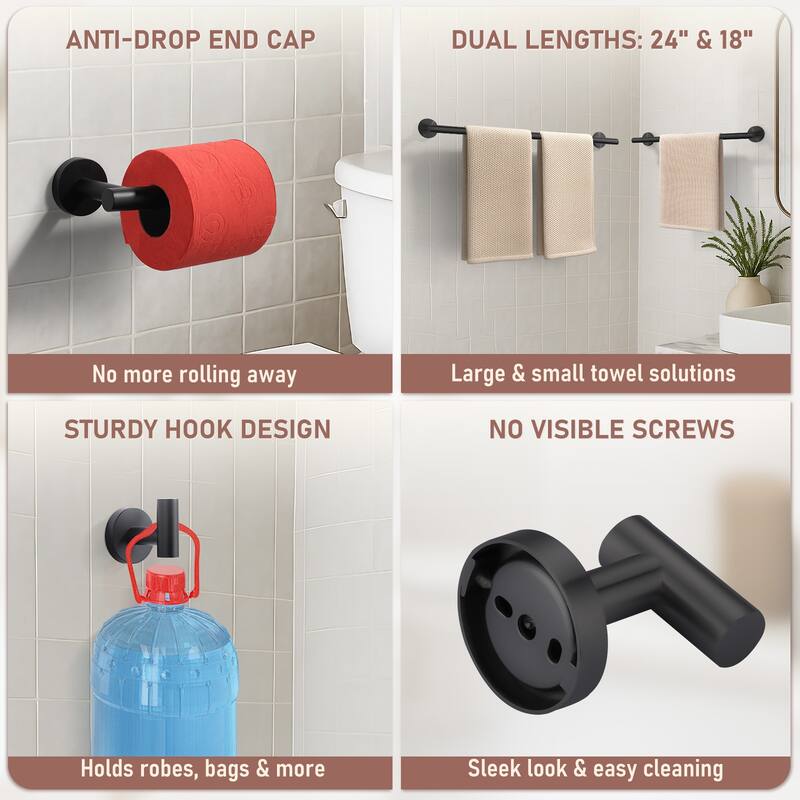 WOWOW 6-Piece Bath Hardware Set with Mounting Hardware