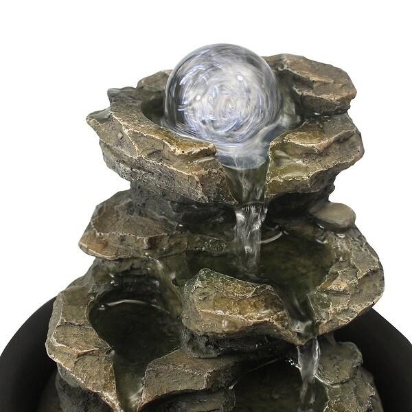8.3-inch H 4-Tier Cascading Rock Falls Tabletop Water