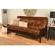 preview thumbnail 1 of 30, Porch & Den Zumbro Bonded Leather Espresso Futon Set with Mattress Oregon Trail Saddle