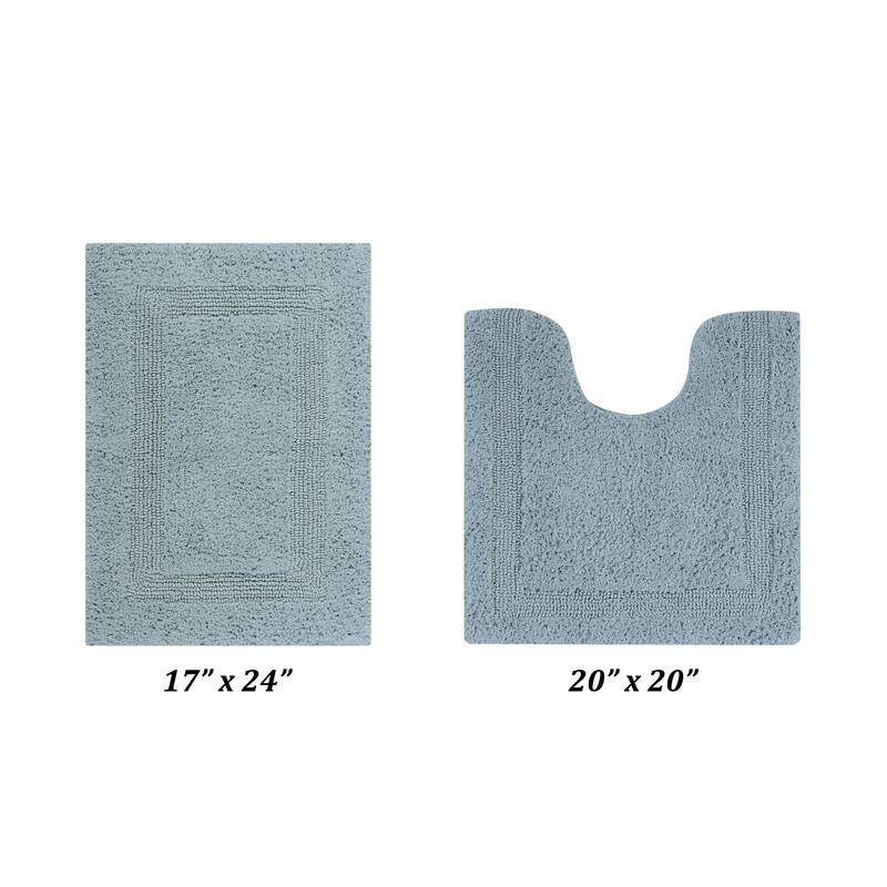 Better Trends Bath Rugs Set 100% Cotton Reversible Water Absorbent Bathroom Rug for Shower, Sink, Bath Mats - Lux Collection
