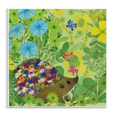 Stupell Happy Hedgehog & Flowers Wall Plaque Art Design By Kay Widdowson