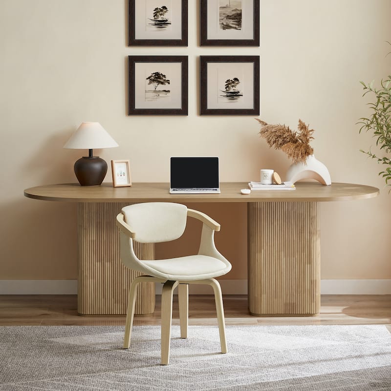 Art Leon Swivel Upholstered and Wood Accent Chair