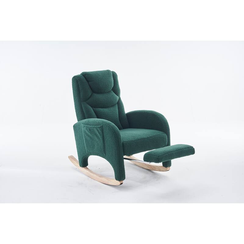 Fabric Upholstered Nursery Rocking Chair with Adjustable Footrest