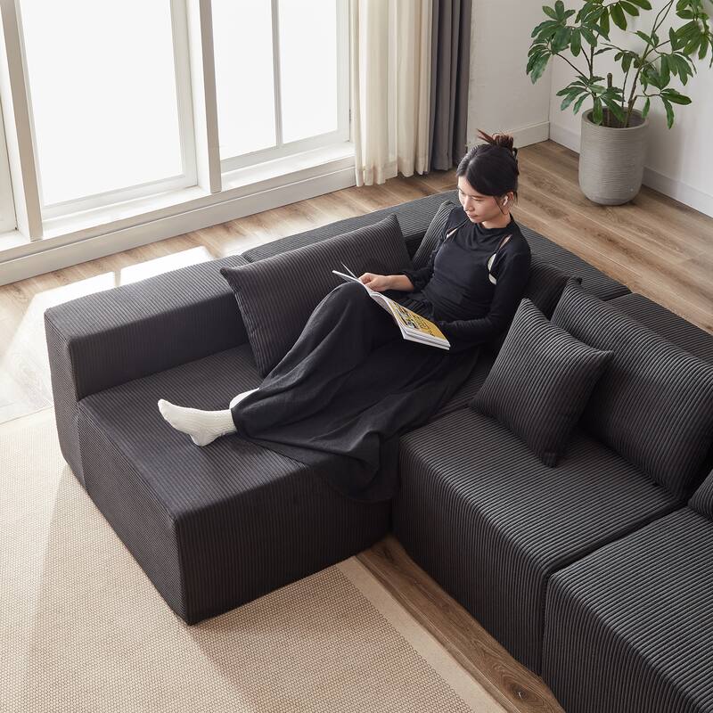 Convertible Modular Sleeper Couch L Shaped Cloud Sofa Bed