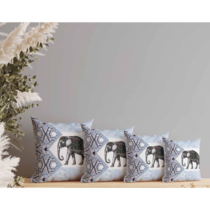 Floraphant Faux Suede Reversible Throw Pillow Grey and Blue