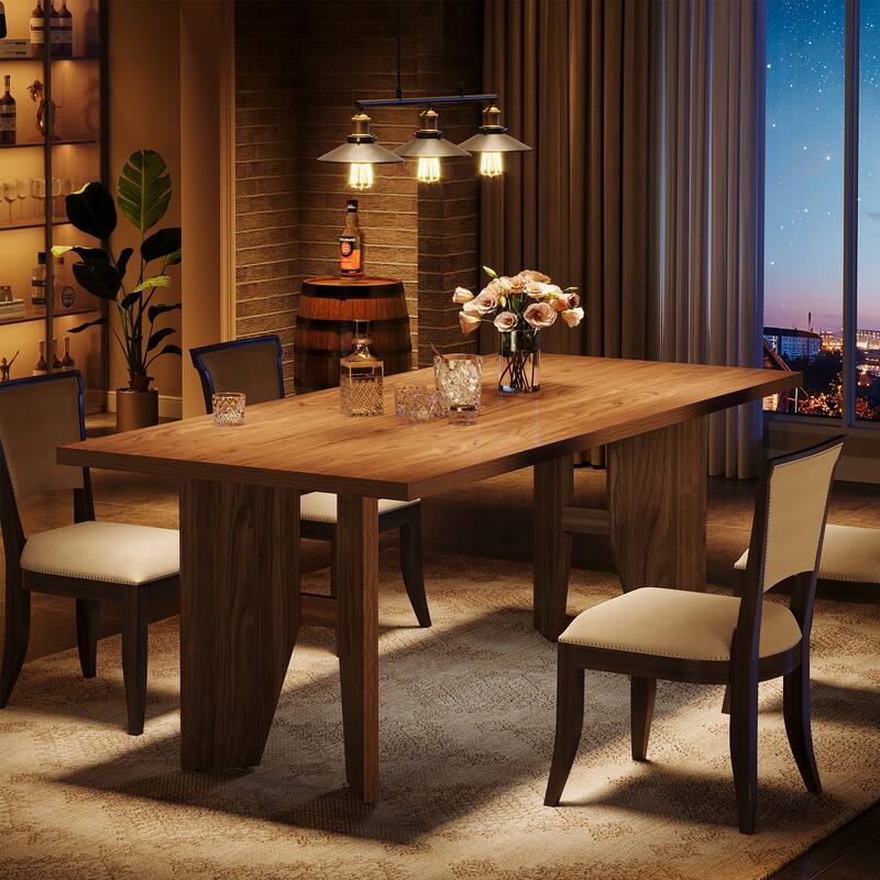 63" Dining Table for 4-6, Farmhouse Rectangular Kitchen Table - N/A