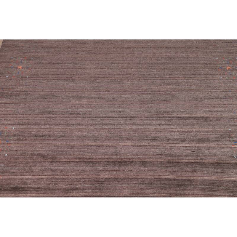 Tribal Brown Gabbeh Oriental Area Rug Handmade Wool Carpet - 8'1" x 9'8"