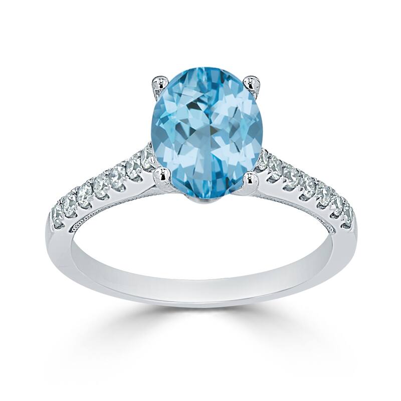 Auriya 1 1/2ct Fancy Oval Sky Blue Topaz and Diamond Engagement Ring 1/4ctw 14k Gold