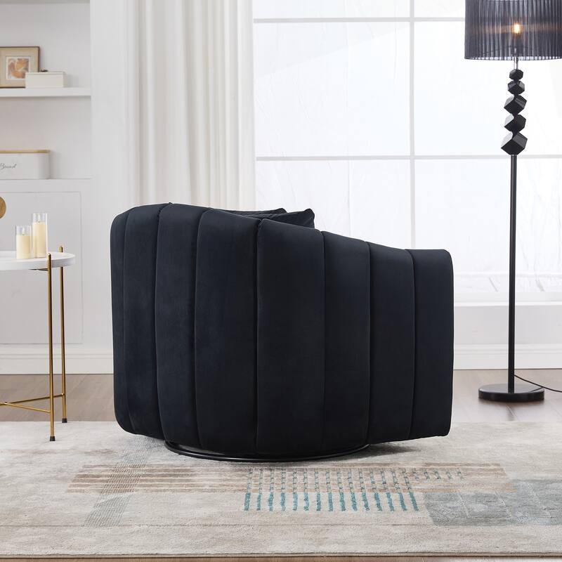 Comfortable Oversized Velvet Swivel Chair with Multiple Pillows for Various Rooms