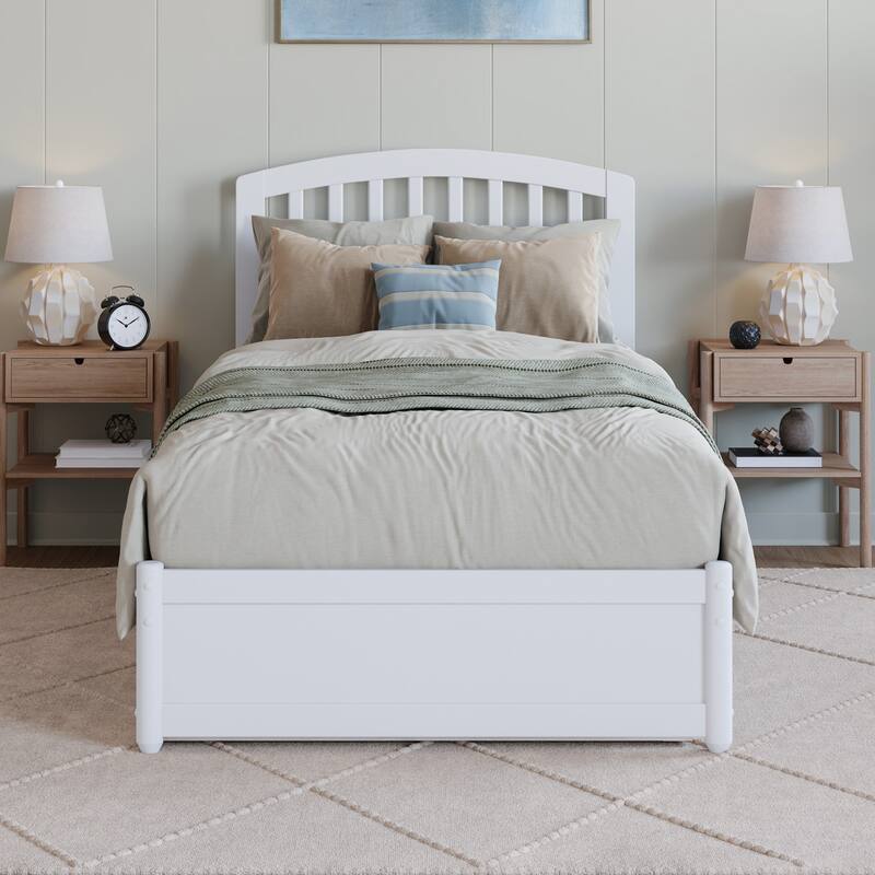 Lucia Platform Bed with Panel Footboard and Twin XL Trundle