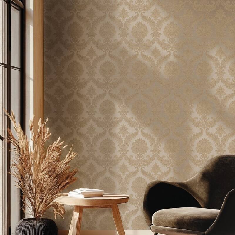 Galerie Wallcoverings Classic Italian Collection Damask Vinyl on Non-woven Wallpaper Roll