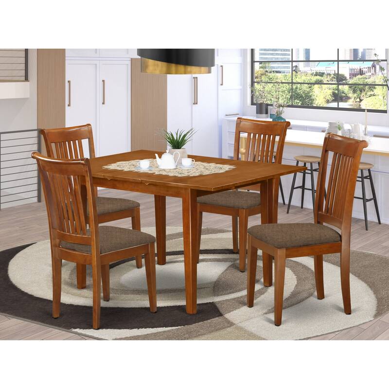 East West Furniture Dining Set Includes a Rectangle Dining Table with Butterfly Leaf and 4 Kitchen Chairs (Seat Chair Options) - MLPO5-SBR-C