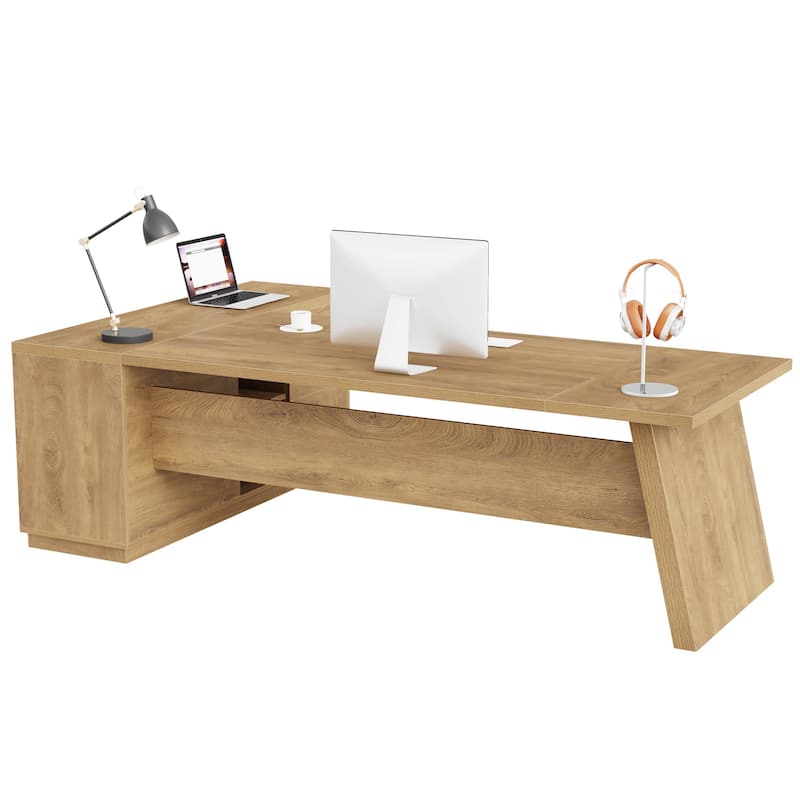 78.7-Inch L-Shaped Executive Desk Computer Desk with File Cabinet