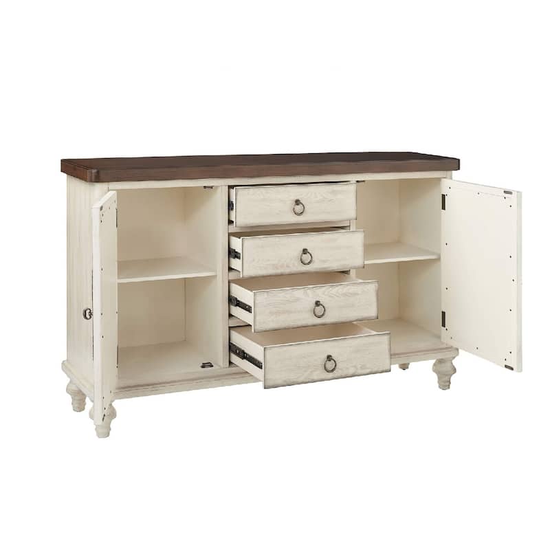 2 Doors and 4 Drawers Console Table in Antique White