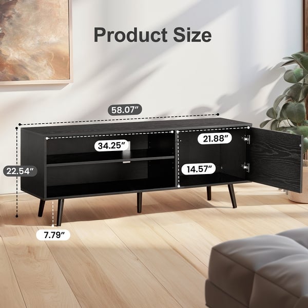 Modern TV Stand Storage for TVs up to 70 inch, Cable Management