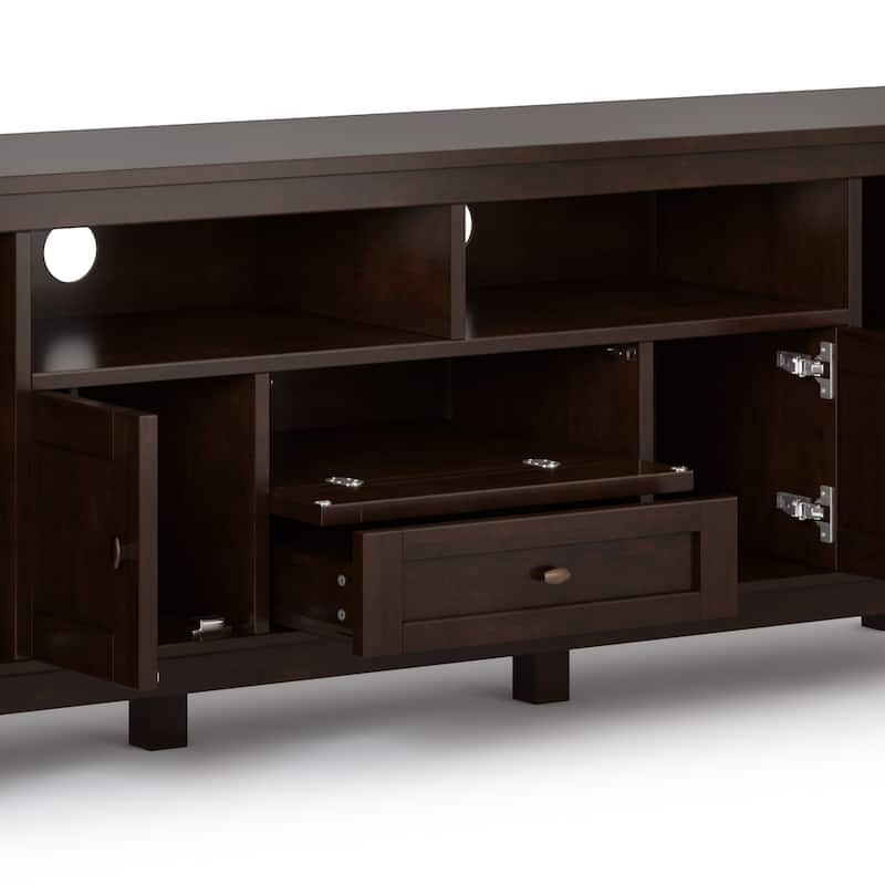 WYNDENHALL Norfolk SOLID WOOD 72 inch Wide TV Media Stand For TVs up to 80 inches - 72'' W x 17.5'' D x 26'' H