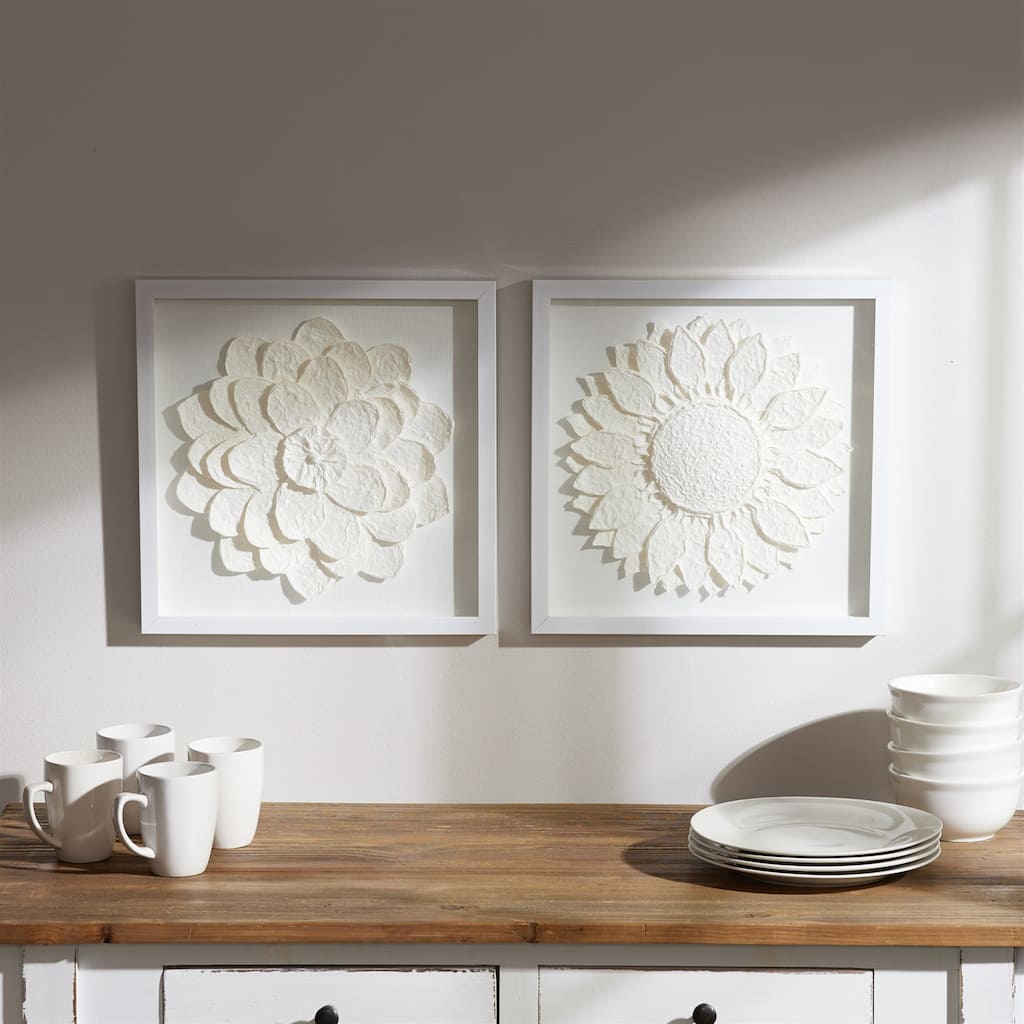 Floral Framed Wall Plaque - 16" - Set of 2