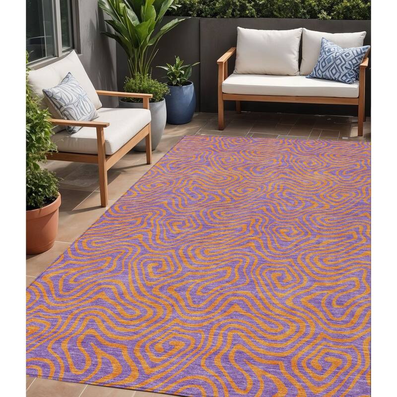 HomeRoots Abstract Transitional Rectangle Outdoor Rug - 5' X 8'