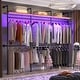 preview thumbnail 9 of 22, Industrial Pipe Clothing Rack, Reversible 118.3'' Garment Rack with LED Lights& Shelves for Walk-in Closet Rustic Brown