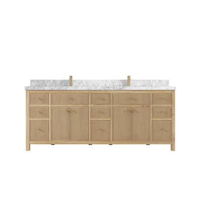 Willow Collections 84 in. W x 22 in. D Sonoma Teak Double Sink Bathroom Vanity with Countertop