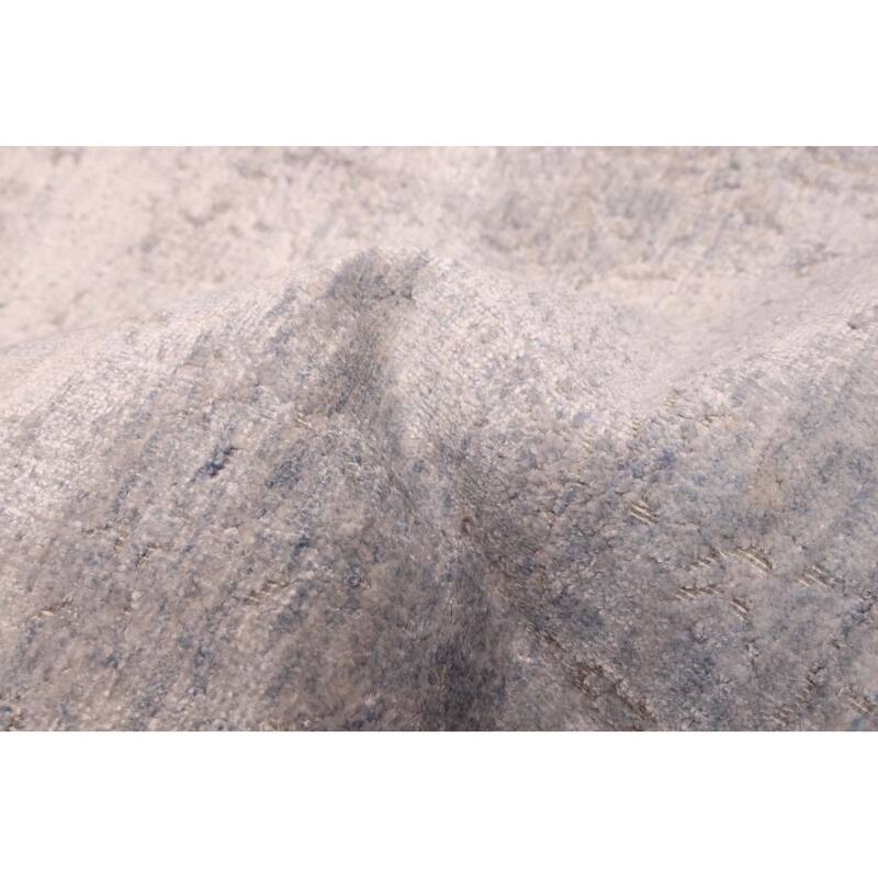 ECARPETGALLERY Hand-knotted Legacy Light Denim Blue Silk, Wool Rug - 4'0 x 10'3