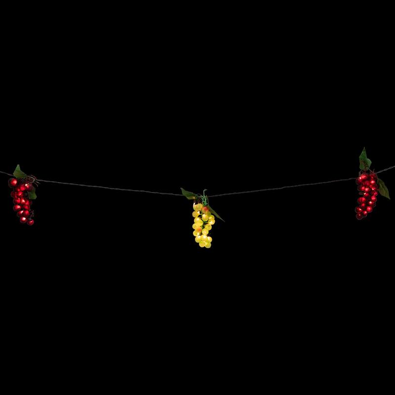 5-Count Red and Green Grape Cluster String Light Set, 8ft Brown Wire