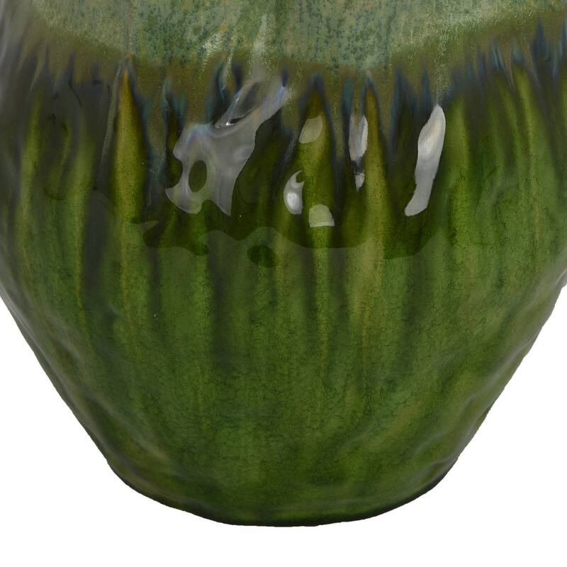 Balie Accent Vase, Green Ceramic Irregular Top Edge, Modern 10 Inch