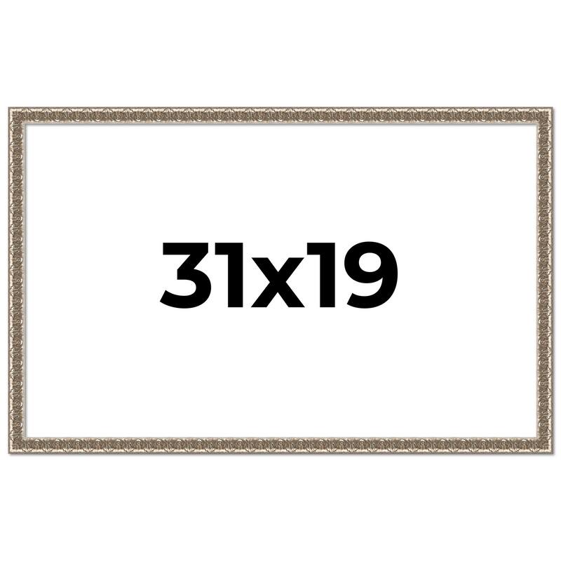 31x19 Frame Silver Versailles Ornate Solid Wood Picture Frame | 1 Inch