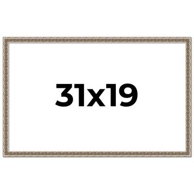 31x19 Frame Silver Versailles Ornate Solid Wood Picture Frame | 1 Inch