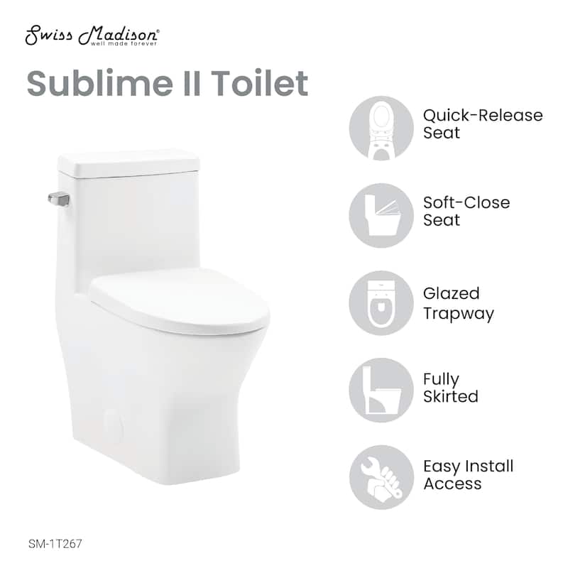 Sublime Ii One-Piece Round Toilet With Left Side Flush, 10" Rough-In 1.28 Gpf - 13.98" x 28.74" 24.02"