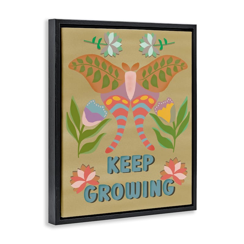 Stupell Keep Growing Butterfly Framed Floater Canvas Wall Art Design By Julia Fox