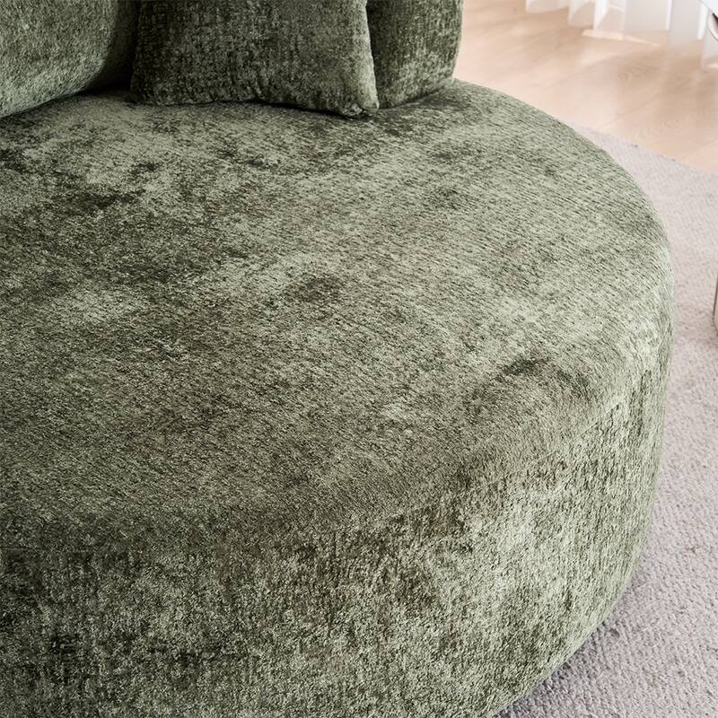 Round Accent Chair, 360 Swivel Chenille Barrel Chair, Fluffy Modern Sleeper For Living Room, Bedroom,Reading Room And Lounge