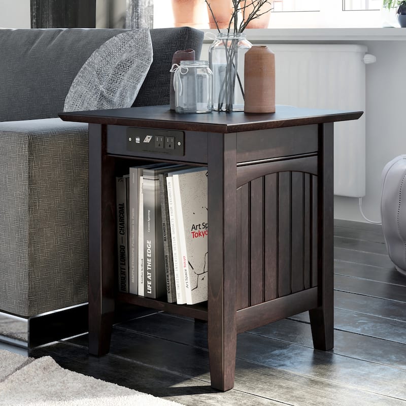 AFI Nantucket End Table with Built-in Charger - Espresso