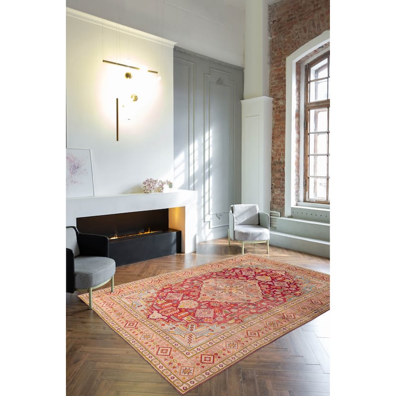 ECARPETGALLERY Hand-knotted Kayseri Vintage Red Wool Rug - 7'11 x 11'0
