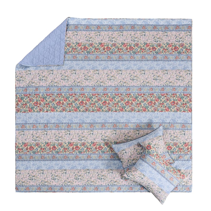 Greenland Home Fashions Kressidea Multi-Floral Quilt Set