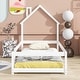 preview thumbnail 27 of 46, Toddler Floor Bed with Fences, House-shaped Headboard and Chimney, Twin Size No Slats Platform Bed for Kids Boys Girls